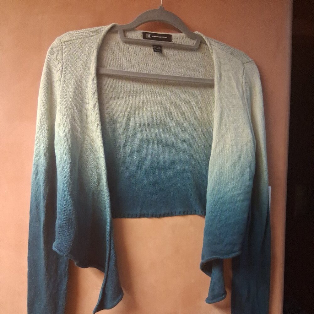 Silk and angora cardigan size small blue teal